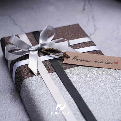 Miniatura 4 de HUIHUANG Cinta Negra Blanca Plateada de 3/8" Cinta de Satén Surtida 5 Colores Cinta de Color Sólido de Doble Cara para Envoltura de Regalos de Días
