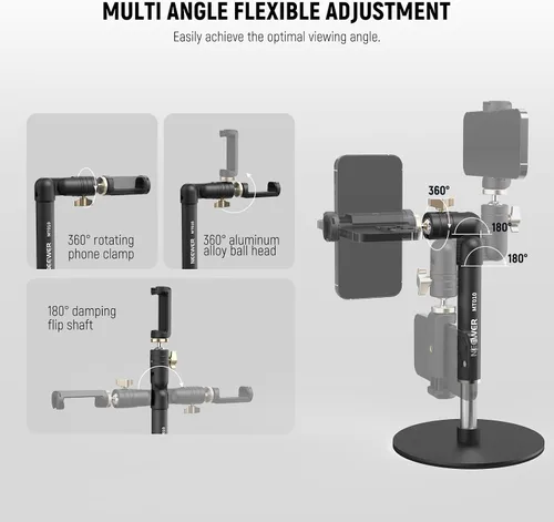Miniatura 2 de NEEWER MT010 - Soporte de teléfono celular para escritorio, mesa de oficina ajustable, compatible con iPhone y Samsung para grabación de video