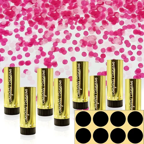 Cañones lanzadores de confeti con calcomanía para ocultar el género para bodas, cumpleaños, graduación, baby shower, aniversario, Navidad, Año Rosa