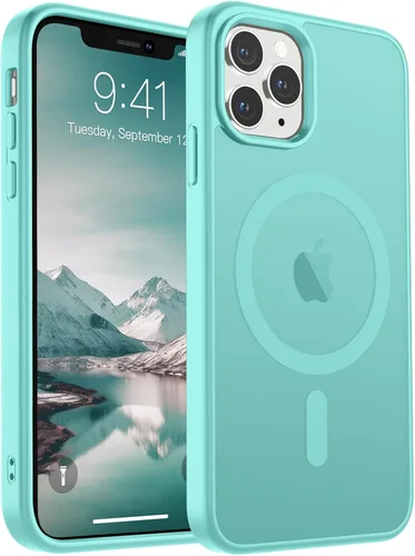 Miniatura 63 de SUPFINE Funda magnética para iPhone 11 Pro Max (compatible con MagSafe) (protección contra caídas de grado militar), delgada, translúcida mate, a