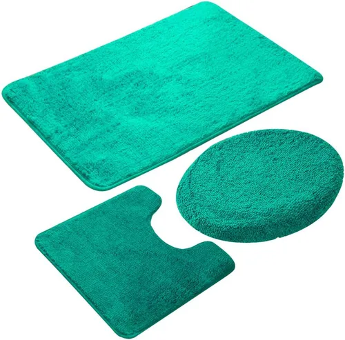Miniatura 14 de MIFXIN Juego de 3 tapetes de baño antideslizantes suaves, tapetes rectangulares para el suelo + tapete de inodoro en forma de U + cubierta para tapa