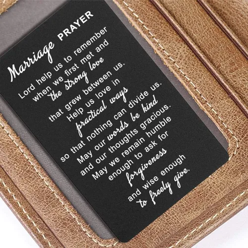Miniatura 5 de Tarjeta de oración de matrimonio, tarjeta de aluminio grabada, boda perfecta para marido, cabe en la cartera