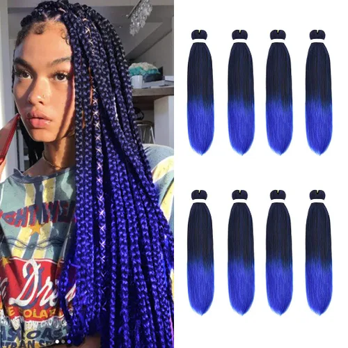 Miniatura 78 de 8 paquetes de extensiones preestiradas - 16 pulgadas de cabello trenzado premium, 55G/paquete, sin picazón, fijación en agua caliente, textura Perm