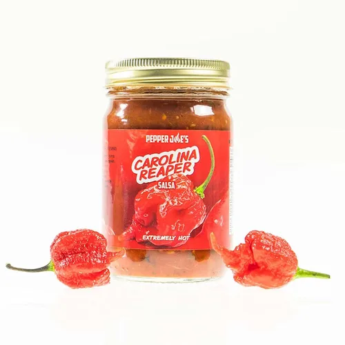 Miniatura 4 de Pepper Joe's Carolina Reaper Salsa – Salsa supercaliente peligrosamente deliciosa con pimienta más caliente del mundo e ingredientes frescos – Tarro