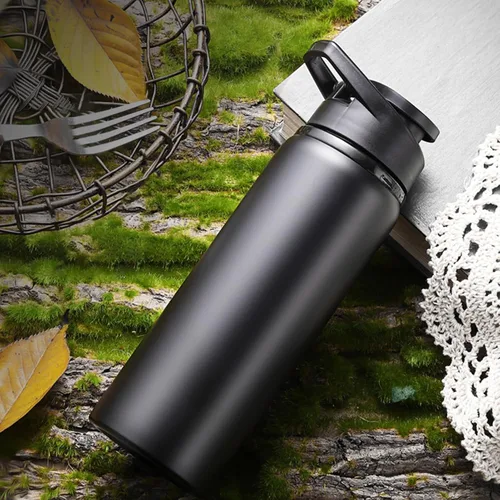 Miniatura 4 de Botella de agua deportiva de 24 onzas, botella de agua de metal de acero inoxidable para hombres, mujeres y niños, a prueba de fugas, botella