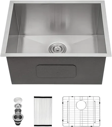 Miniatura 36 de Mocoloo Fregadero de barra de montaje inferior de 15 pulgadas, fregadero de cocina pequeño de 15 x 15 pulgadas, calibre 18, de acero inoxidable