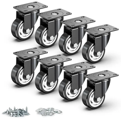 Miniatura 12 de HOLKIE Ruedas giratorias de 2 pulgadas – Resistente capacidad de 600 libras (paquete de 4) – Ruedas silenciosas de poliuretano sin freno – Ruedas