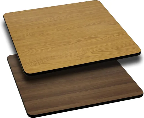 Miniatura 8 de Flash Furniture - Tapa de mesa de resina brillante de 30.0 x 48.0 pulgadas, con borde caído de 2.0 pulgadas de grosor Natural/Nogal