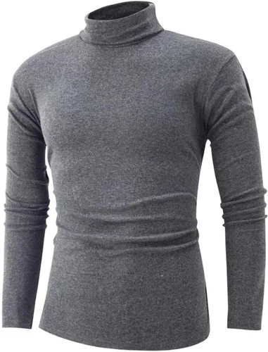 Miniatura 2 de jonivey Camiseta básica de punto de cuello alto de manga larga para hombre