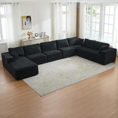 Miniatura 23 de Sofá modular Cloud de 106 pulgadas con diván en forma de L, moderno sofá modular sin hueso con asiento profundo, sofás tapizados para sala de estar