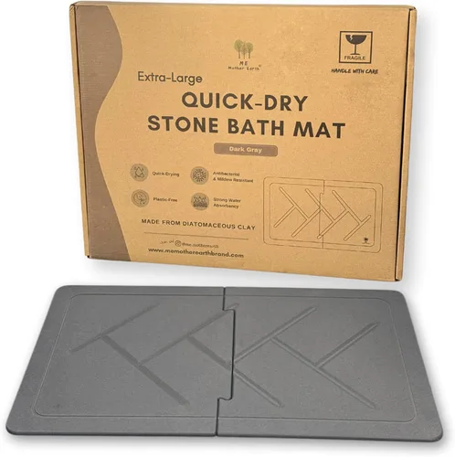 ME MOTHER EARTH Tapete de baño XL de doble cara de piedra de 19.7 x 31.5 pulgadas, tierra de diatomeas, tapete de baño y cocina, 2 piezas de secado