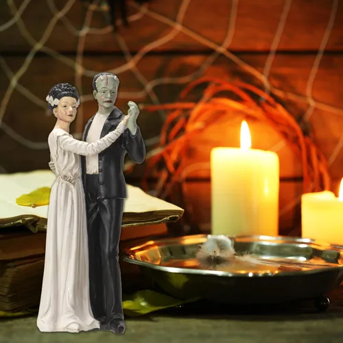 Miniatura 7 de Pacific Giftware Frank and Bride Dancing Figurine, estatua gótica coleccionable de Frankenstein, 5.25 x 5 x 12 pulgadas