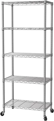 Miniatura 19 de SINGAYE Estante de almacenamiento ajustable de 4 niveles con ruedas, estantería resistente, estantes de alambre para garaje, oficina, despensa, Negro