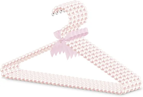 Linkidea Paquete de 5 perchas con cuentas de perlas sintéticas, elegantes colgadores de ropa, vestidos, bodas, tiendas, pantalones, organizador de