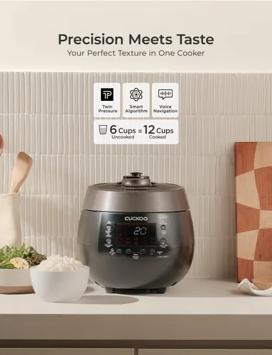 Miniatura 2 de CUCKOO Olla Arrocera de Doble Presión de 6 Tazas Sin Cocer / 12 Tazas Cocidas con Olla Interior Antiadherente, Arrocera y Calentador Versátil con 14