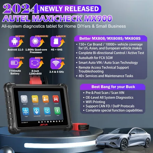 Miniatura 2 de Autel Escáner, escáner para carros en español, Autel MX900 con MV108, escáner OBD2, más de 40 reinicios, compatible con CAN FD/Do IP, todos