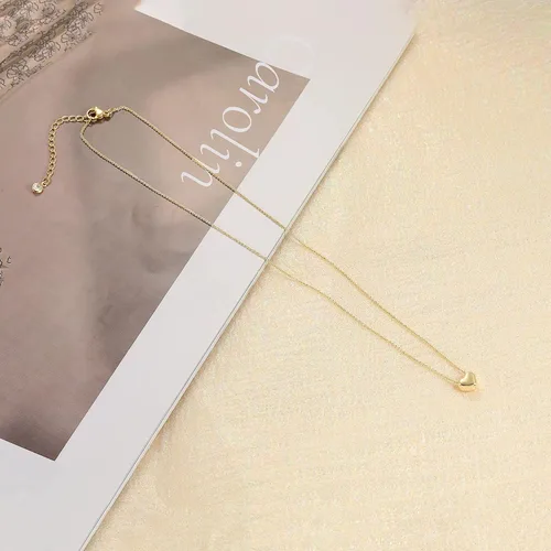 Miniatura 7 de Collares de corazón para mujer, delicado collar de oro de 14 quilates, collar de corazón de plata, gargantilla simple para mujer, joyería de moda