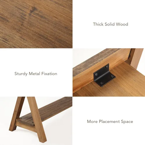 Miniatura 3 de Wnutrees - Banco de madera estilo granja, banco de almacenamiento rústico para interiores, para entrada, sala de estar, comedor, construcción