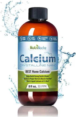 NutriNoche Suplemento líquido de calcio – 99.99% nano calcio cristalino ultra puro para mujeres, hombres y niños – Alternativa a citrato de calcio –