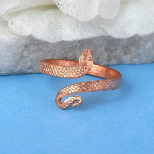 Miniatura 3 de Anillo Tamba Naag ajustable energizado de cobre puro marrón para unisex