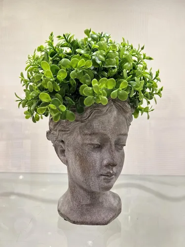 Miniatura 7 de Colección Abbott - Maceta de cabeza de diosa - Maceta de cemento extra pequeña para interior y exterior - Estatua de cabeza de mujer griega para Gris
