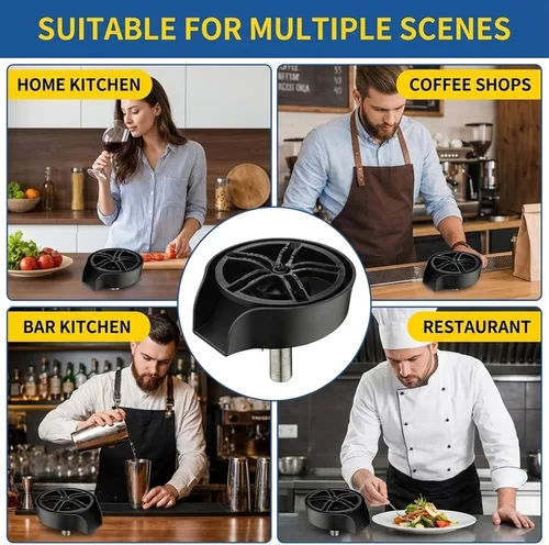 Miniatura 7 de SOONHUA Enjuagadora de vidrio para fregadero de cocina, cabezal rociador extraíble y limpiador de botellas con adaptadores rápidos universales
