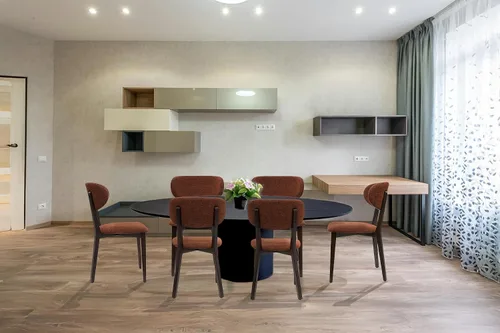 Miniatura 7 de BISCHAIR - Juego de 4 sillas de comedor de madera tapizadas de mediados de siglo modernas para muebles de habitación con diseño ergonómico duradero