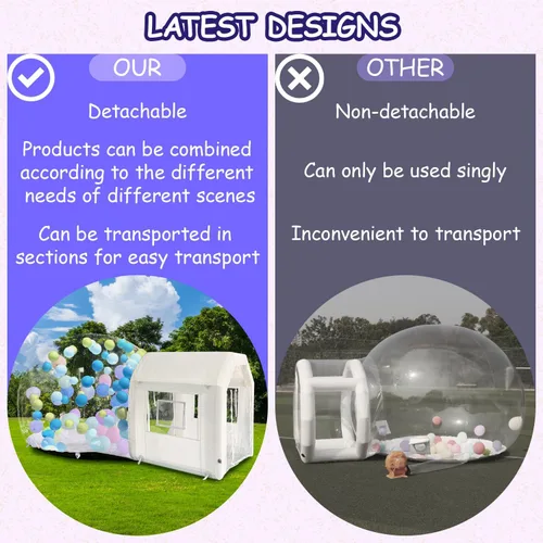 Miniatura 5 de Tienda de campaña inflable de PVC transparente de 10 pies con túnel, cúpula de casa de burbujas inflable, ideal para eventos divertidos y fiestas