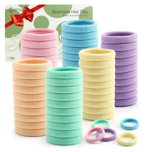 Miniatura 14 de Coleteros para cabello grueso o fino, elásticos, para niña o mujer, sin costuras, suaves, 100 piezas Colores marrón oscuro