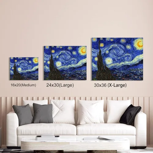 Miniatura 844 de A&T ARTWORK Campo de trigo con cipreses de Van Gogh Las reproducciones de arte clásico mundial, impresiones en lienzo giclée para decoración