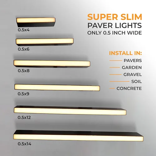 Miniatura 7 de LUMENGY Luz para Adoquines Delgada 0.5x6 Pulgadas Iluminación de Ladrillo de Acero Sin Deslumbramiento para Adoquines, Paredes, Entradas de 2700K
