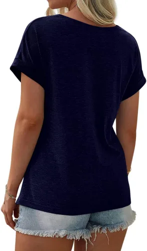 Miniatura 3 de Camiseta casual de verano de manga corta con bloques de color para mujer