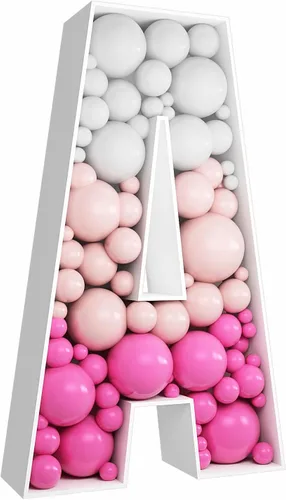 Miniatura 8 de Kit de letras rellenables de 2 pies con marco de globo de mosaico de letra K para decoración de telón de fondo de boda de fiesta de cumpleaños