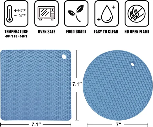 Miniatura 6 de Walfos Alfombrillas de silicona – 4 soportes para ollas resistentes al calor, almohadillas calientes antideslizantes multiusos para agarraderas