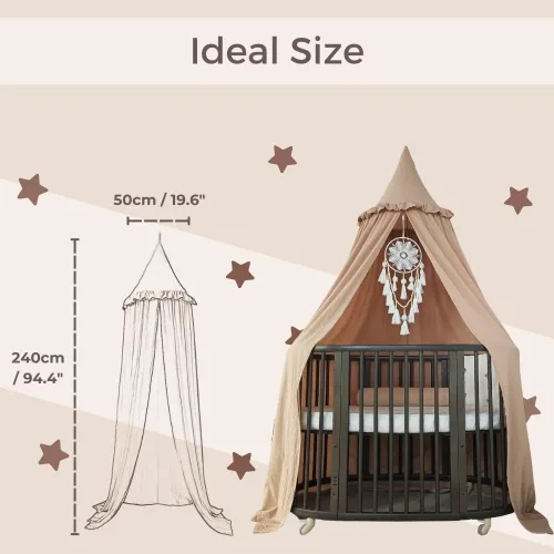Miniatura 4 de Wonder Space Dosel para cama infantil con volantes, color neutro pastel para niños y niñas, tienda de algodón con volantes para habitación de bebé