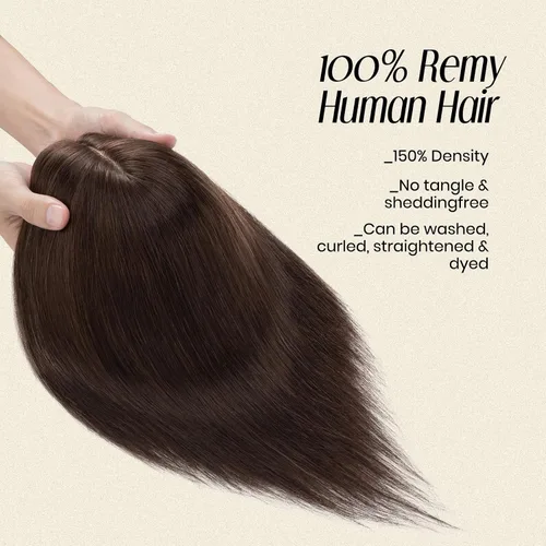 Miniatura 3 de MY-LADY Extensiones de cabello humano para mujeres con base de seda y clip de encaje, 150% de densidad, cabello humano real, 7 * 13 cm, lacio, 6