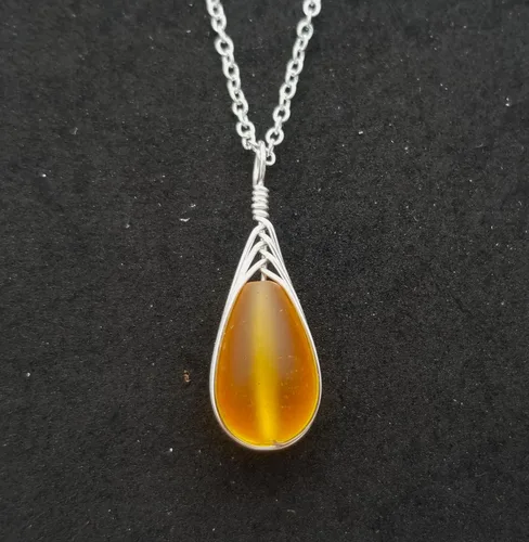 Miniatura 77 de Yinahawaii Collar de cristal de mar hecho a mano, joyería hawaiana para mujer, collar de lágrima trenzada, joyería única de cristal de mar