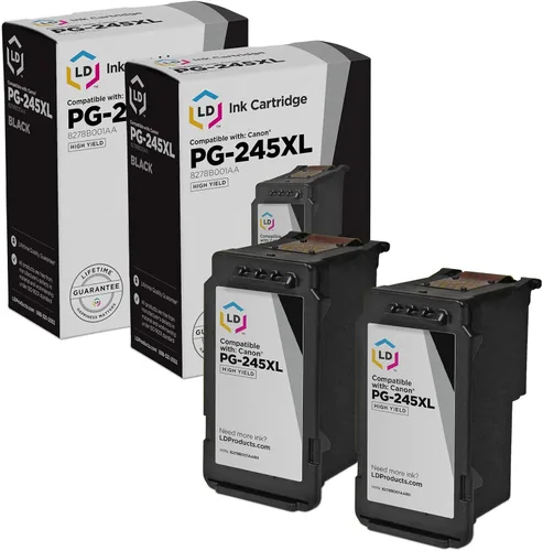 LD©, cartuchos de tinta remanufacturados, Canon PG245XL/CL246XL HY: negro 8278B001AA y color 8280B001AA, Paquete de 2- Negro (HY Black)