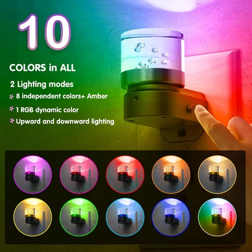 Miniatura 3 de L LOHAS LED - Luces nocturnas enchufables en la pared, temperatura de color ajustable 3000K/4000K/5000K, luz nocturna de burbujas con sensor
