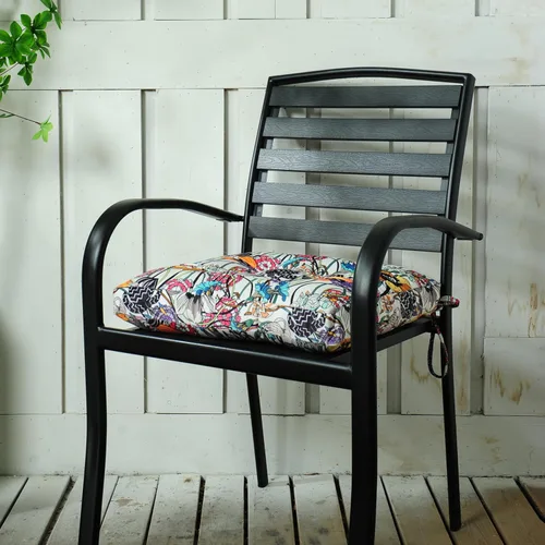 Miniatura 4 de Paquete de 2 cojines de mimbre para asiento de patio para exteriores e interiores con lazos, cojín para silla de comedor, 17 x 17 pulgadas