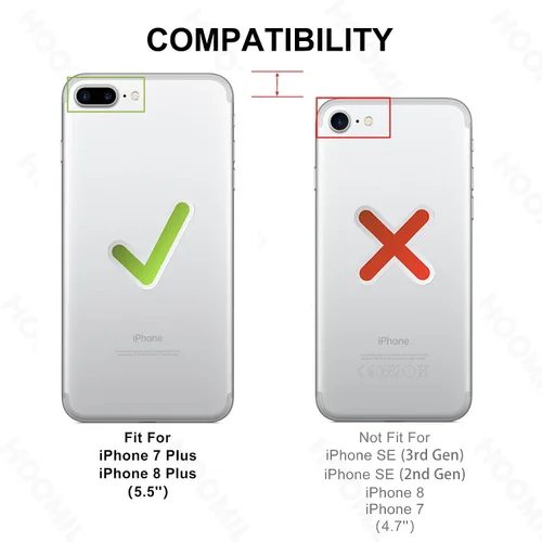 Miniatura 2 de HOOMIL Funda para iPhone 7 Plus/iPhone 8 Plus de 5.5 pulgadas, no amarillea, protección contra caídas, cubierta trasera dura transparente