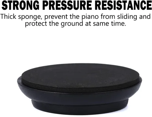 Miniatura 3 de Protectores de suelo de madera maciza para piano, patas de piano, paquete de 3 tazas con espuma antideslizante y antiruido (negro)