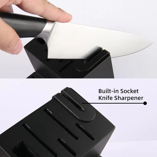 Miniatura 4 de Juego de cuchillos de cocina de 15 piezas con bloque, mango ergonómico de ABS para juego de cuchillos de chef y cuchillos de carne dentados