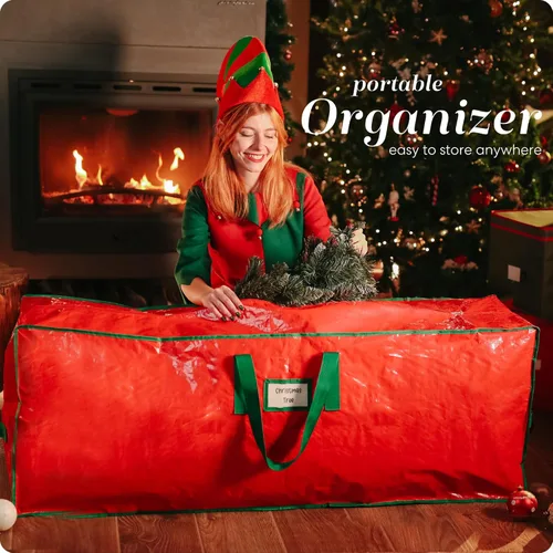 Miniatura 7 de Bolsa de almacenamiento para árbol artificial de Navidad, de gran capacidad Rojo