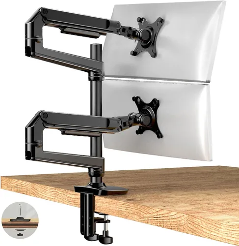 Miniatura 14 de Ergounion - Soporte de escritorio para tres monitores, soporta pantallas de hasta 40 pulgadas y 25 libras, soporte de escritorio totalmente Plateado