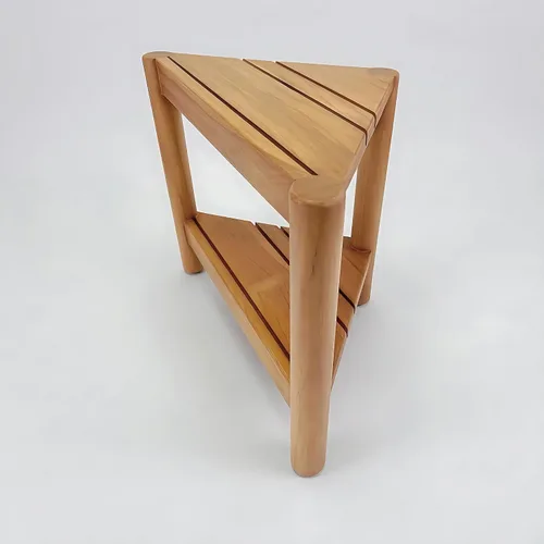 Asta Select - Taburete de ducha de esquina de teca maciza, taburete de madera de teca Poratble para spa/ducha/interior/exterior con estante de