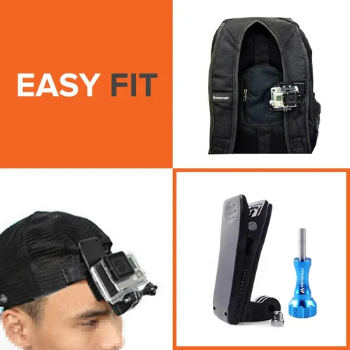 Miniatura 6 de MiPremium Correa de Clip de Montaje para Mochila para GoPro Hero 13 12 11 10 9 8 7 6 5 4 3+ Session Black Silver XIAOYI 4K SJCAM Yi Cámara de Acción