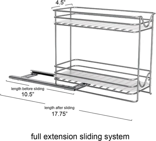 Miniatura 4 de Household Essentials Glidez - Organizador de almacenamiento extraíble de acero con recubrimiento en polvo con forros de plástico para uso en estante