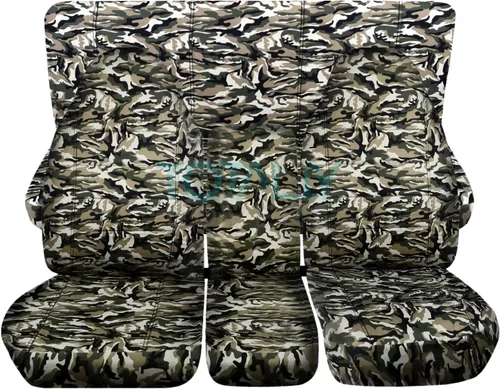 Fundas camufladas para asientos Dodge Ram 2002-2005 tercera generación 1500/2500/3500, 40/20/40 separación frontal y sólida, o 40/60 asiento beige