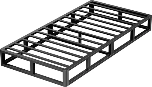 Miniatura 10 de VIPSHOW - Base de cama metálica de 10 pulgadas tamaño Queen con esquinas redondas, base de plataforma baja, listones de acero resistente hasta 3000
